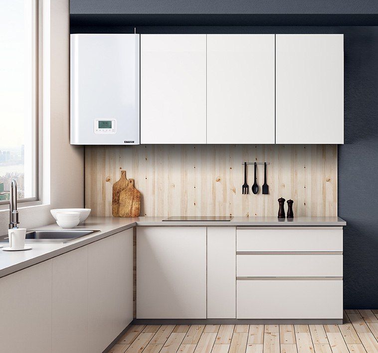 Chaudière à gaz dans une cuisine