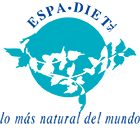 El logotipo de Espa Diets es un globo azul con flores.