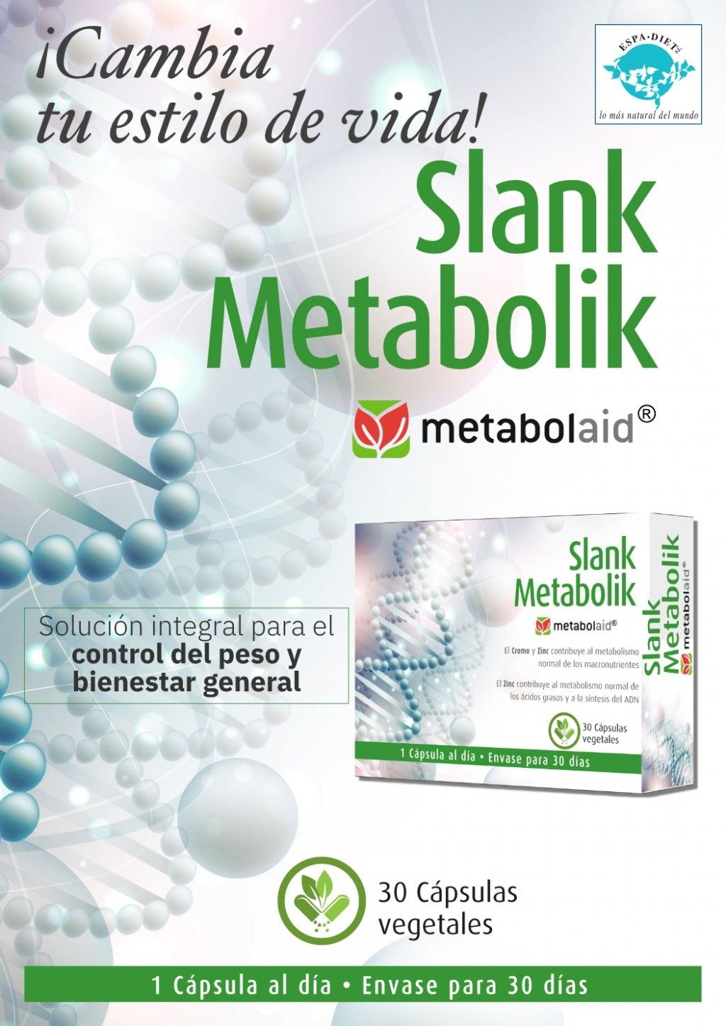 Un cartel de un producto llamado slank metabolik.