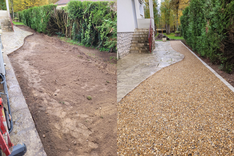 Sol en graviers avant / après