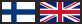 Suomen ja Britannian liput vierekkäin mustalla taustalla
