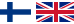 Ristikkäiset Suomen ja Britannian liput valkoisella taustalla