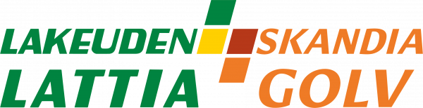 Green and orange logo reading &ldquo;LAKEUDEN SKANDIA LATTIA GOLV&rdquo; - logo