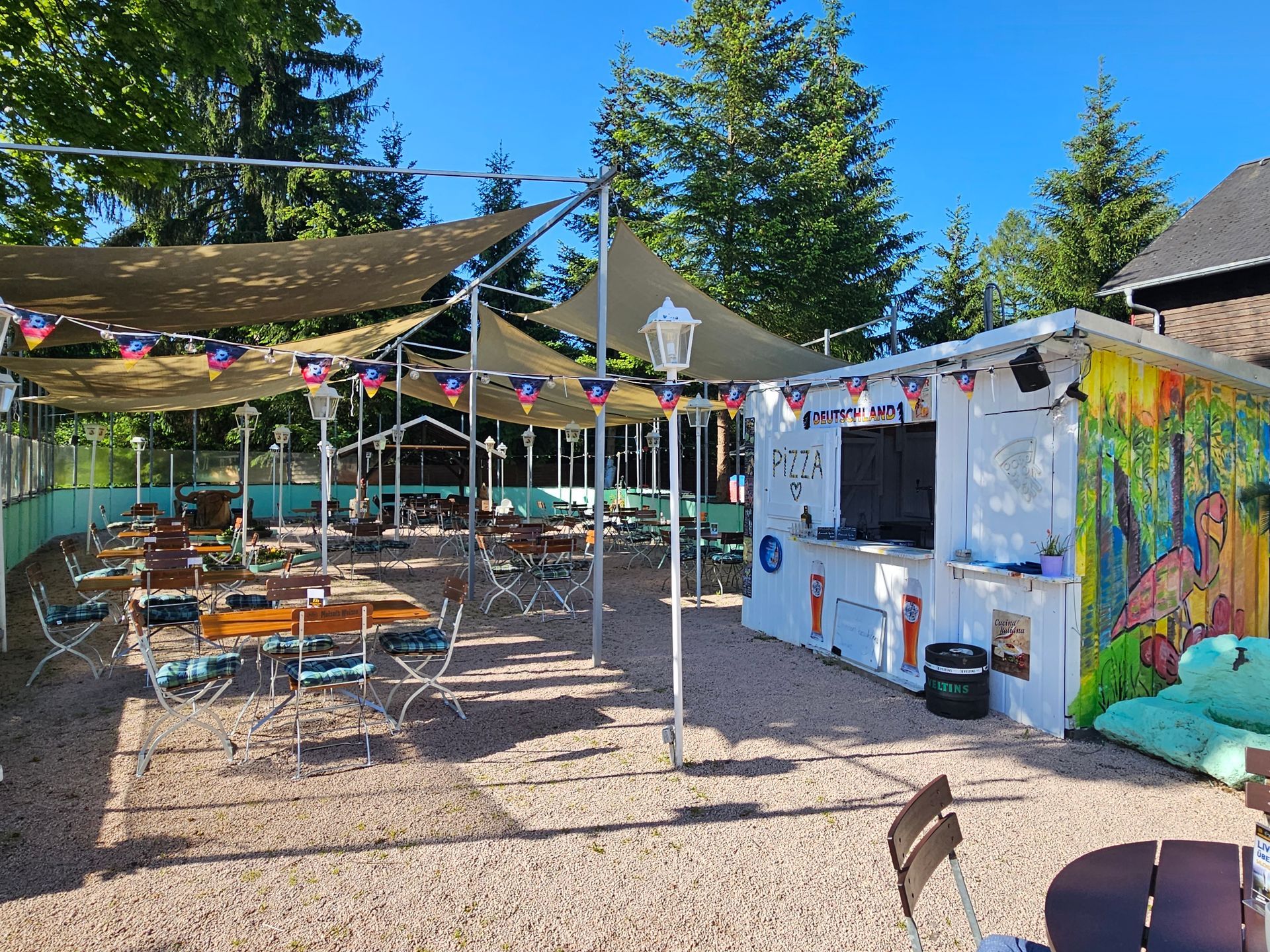 Außenbereich des Ristorante Pizzeria Pension Damiano