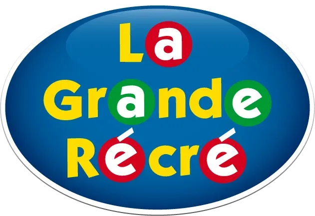 Logo du magasin de jouets La Grande Récré, avec un ovale bleu et un texte coloré.