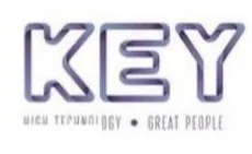 Logo de KEY, avec le mot « KEY » en lettres grises soulignées. En dessous, le texte : « HAUTE TECHNOLOGIE • PERSONNEL EXCEPTIONNEL »