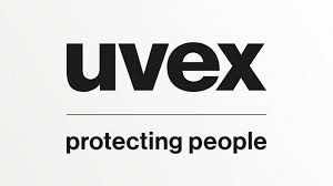 Uvex-Logo: schwarzer Text „Uvex“ über „protecting people“ auf weißem Hintergrund.