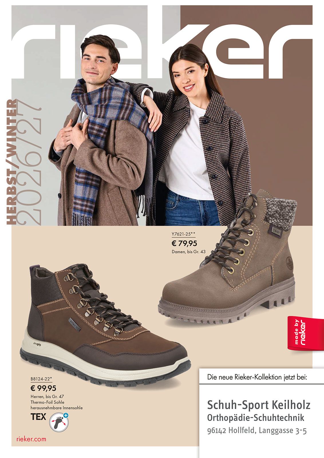 Werbeflyer für Rieker-Schuhe Herbst-Winter 2026
