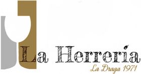 Logo for La Herrer&iacute;a wine bar; wine glass silhouette, "La Herrer&iacute;a" text, and "La Draga 1971."