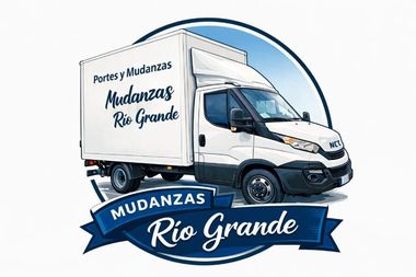 Cami&oacute;n de mudanzas de color blanco con el logo de "Mudanzas Rio Grande".