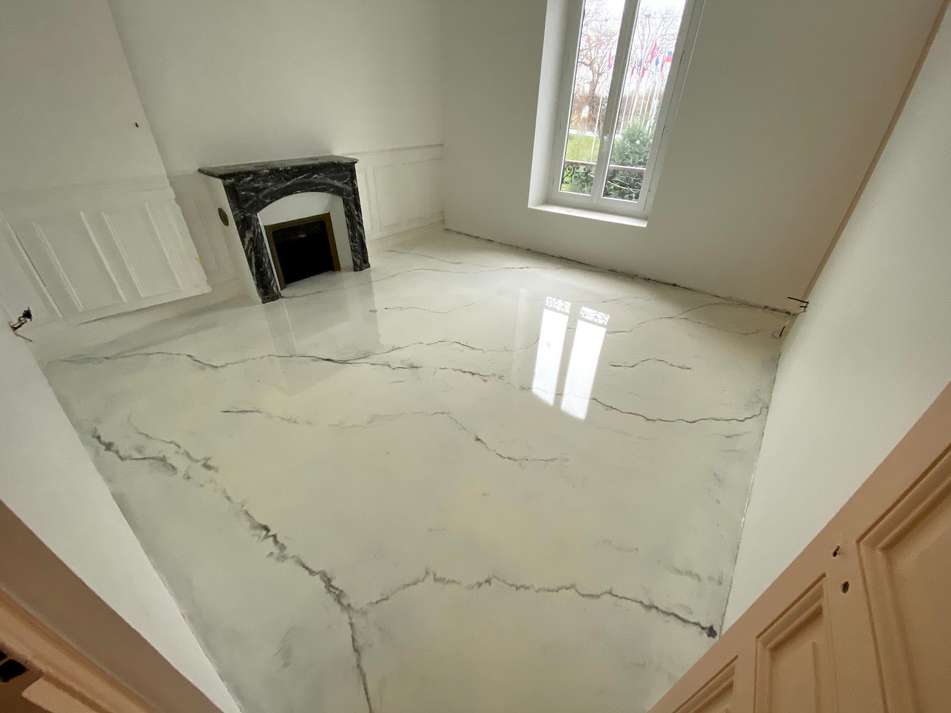 Résine effet marbre d'une chambre