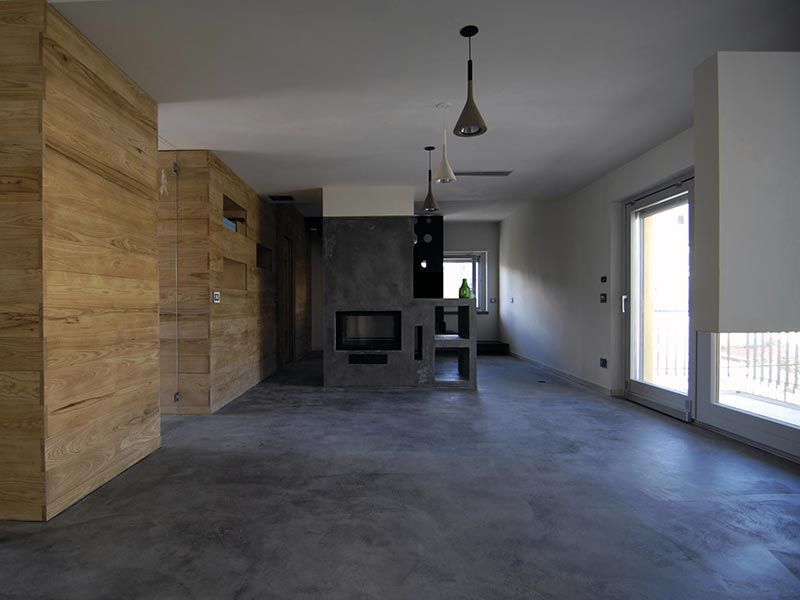 Béton ciré d'une cuisine ouverte