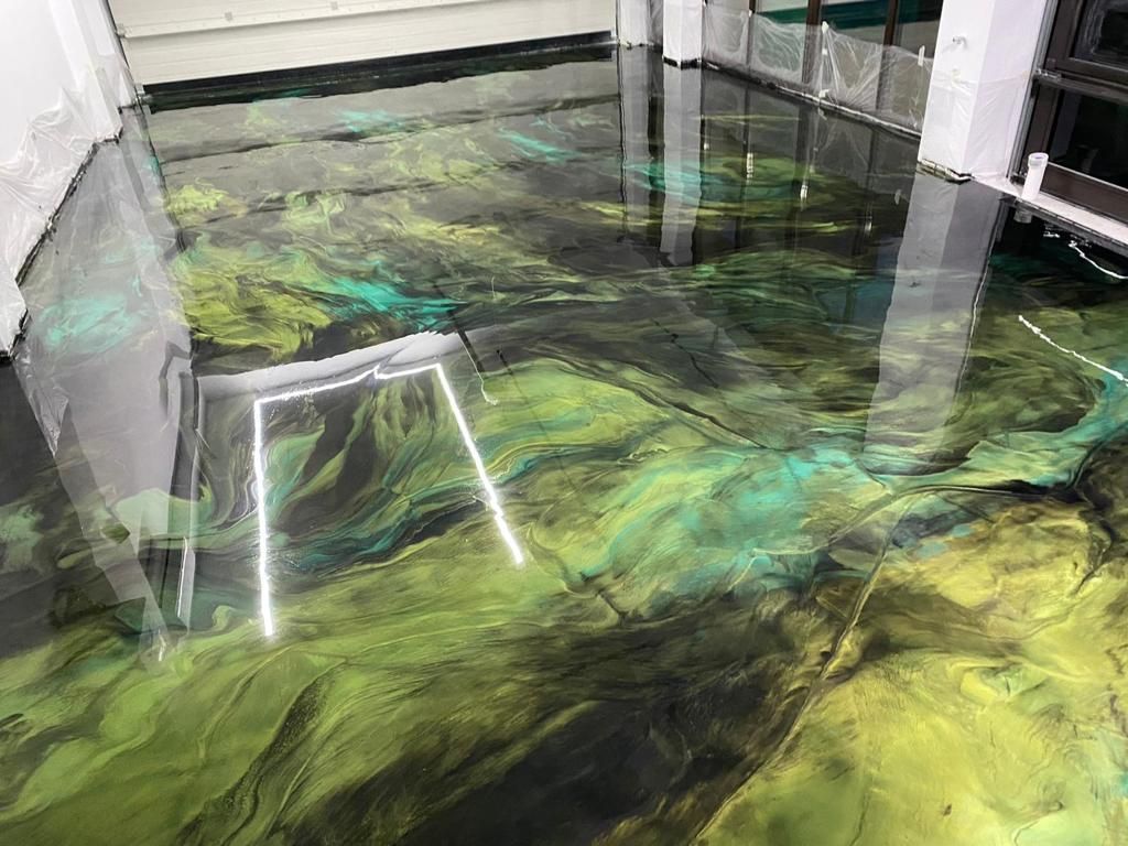 Sol en résine époxy verte