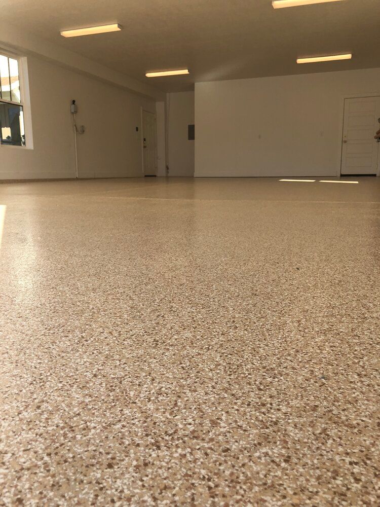 Sol en résine flocon bleu