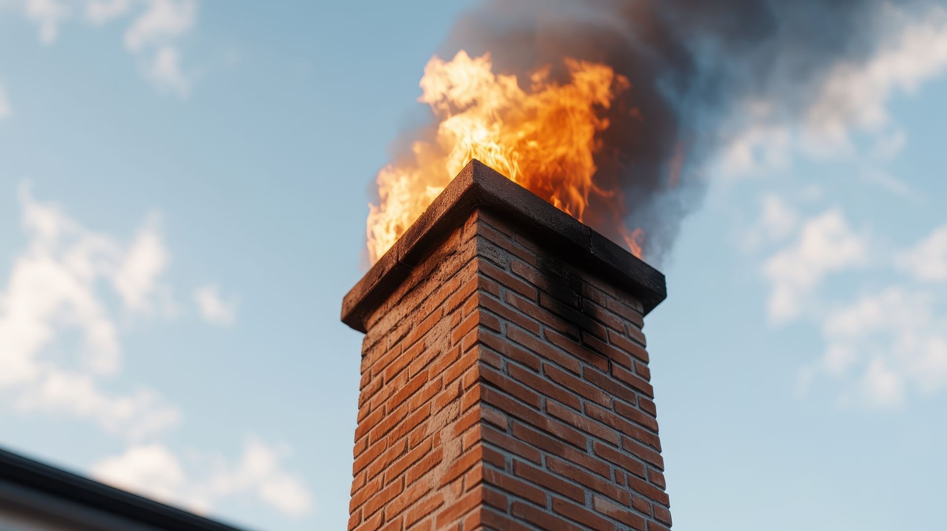 Du feu qui sort d'une cheminée