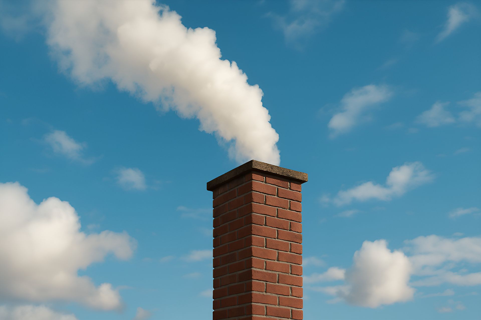 De la fumée qui sort d'une cheminée en brique