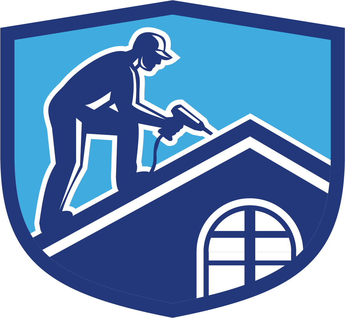 Ein Mann arbeitet auf dem Dach eines Gebäudes.