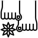 Un icono en blanco y negro de un pie con un destornillador.