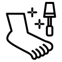 Un icono en blanco y negro de un pie con un destornillador.