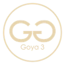 Un logotipo para Goya 3 en un círculo sobre un fondo blanco.