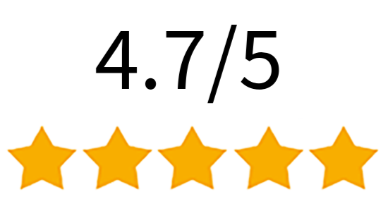 4.7/5 au-dessus d'étoiles jaunes