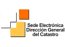Logo de la Sede Electrónica de la Dirección General del Catastro, con cuadrados naranja y amarillo.