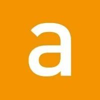 Letra “a” minúscula blanca sobre fondo naranja