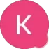 La letra k está en un círculo rosa sobre un fondo blanco.