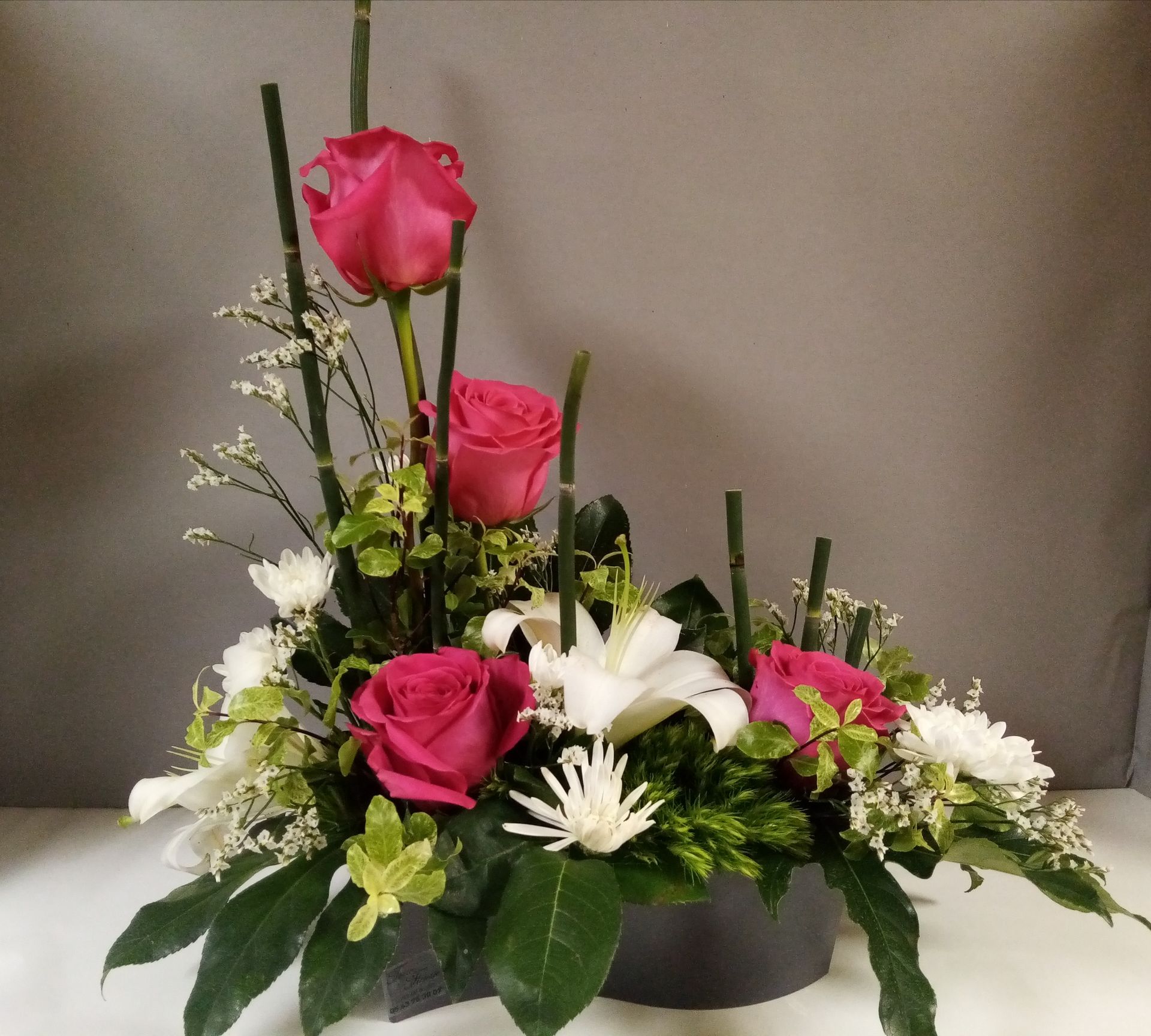 Composition florale rose et blanc