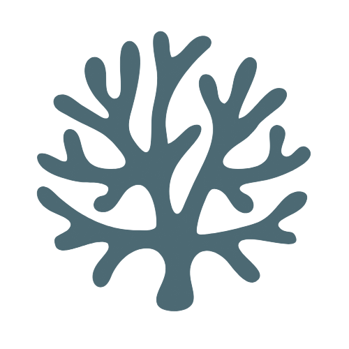 Blue coral silhouette icon on a white background