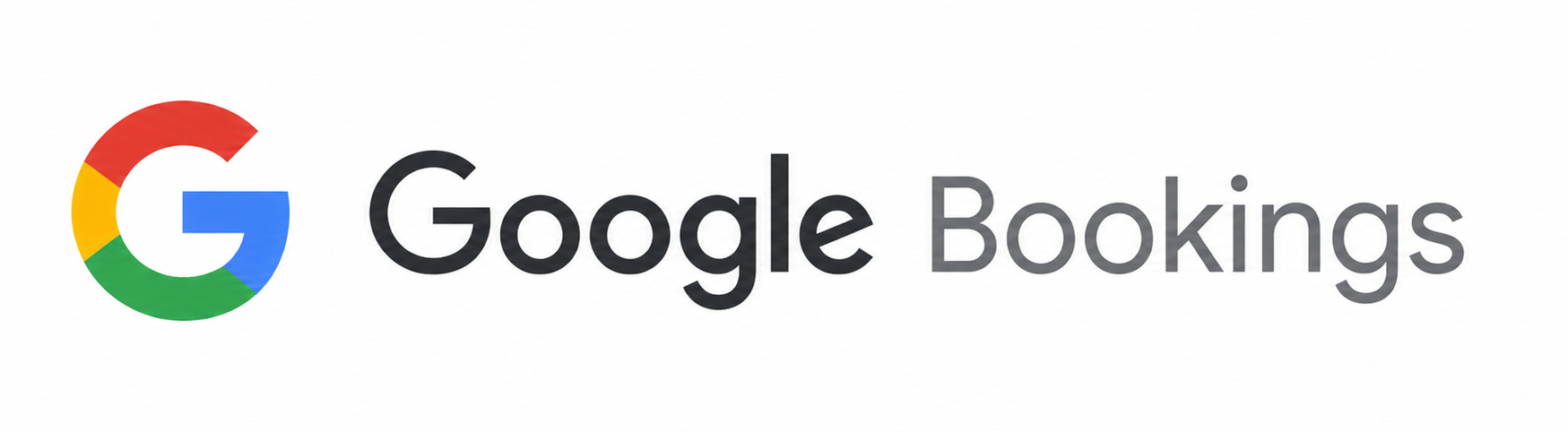 Google Bookings logo with multicolor Google “G” icon and gray text