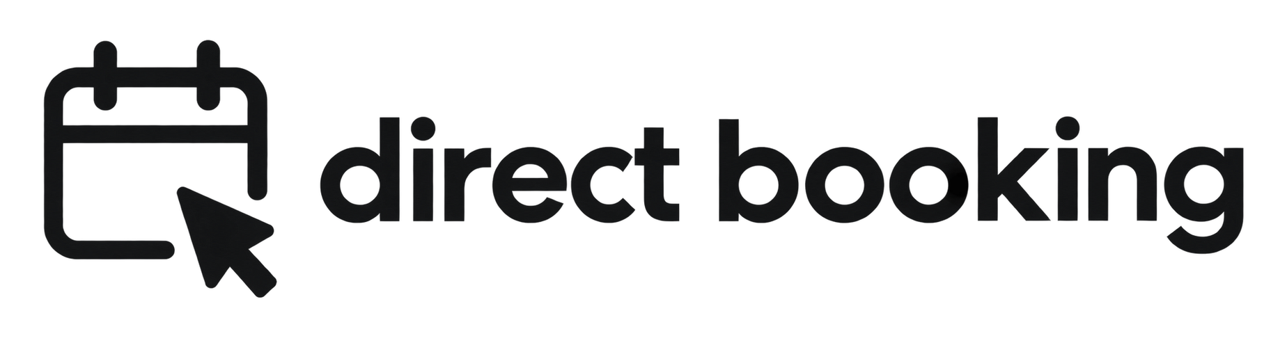 Direct booking logo with calendar icon and cursor pointer in black text