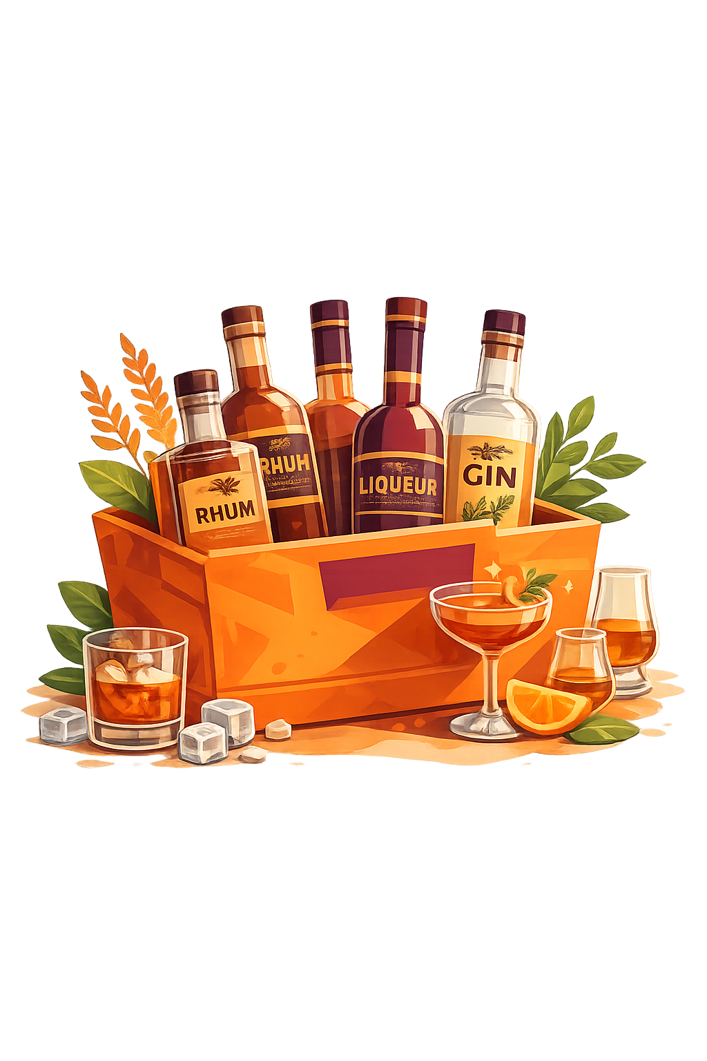 caisse en bois remplie de bouteilles d'alcool