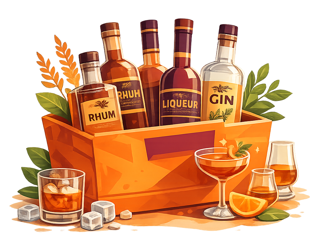 Une caisse en bois contient des bouteilles 