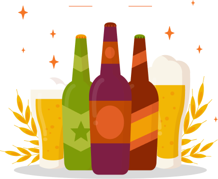 bouteilles de bière et verres de bière