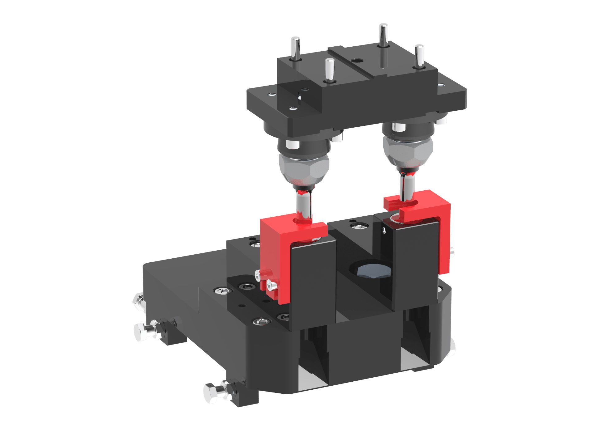 Ein 3D-Modell einer Maschine auf weißem Hintergrund.
