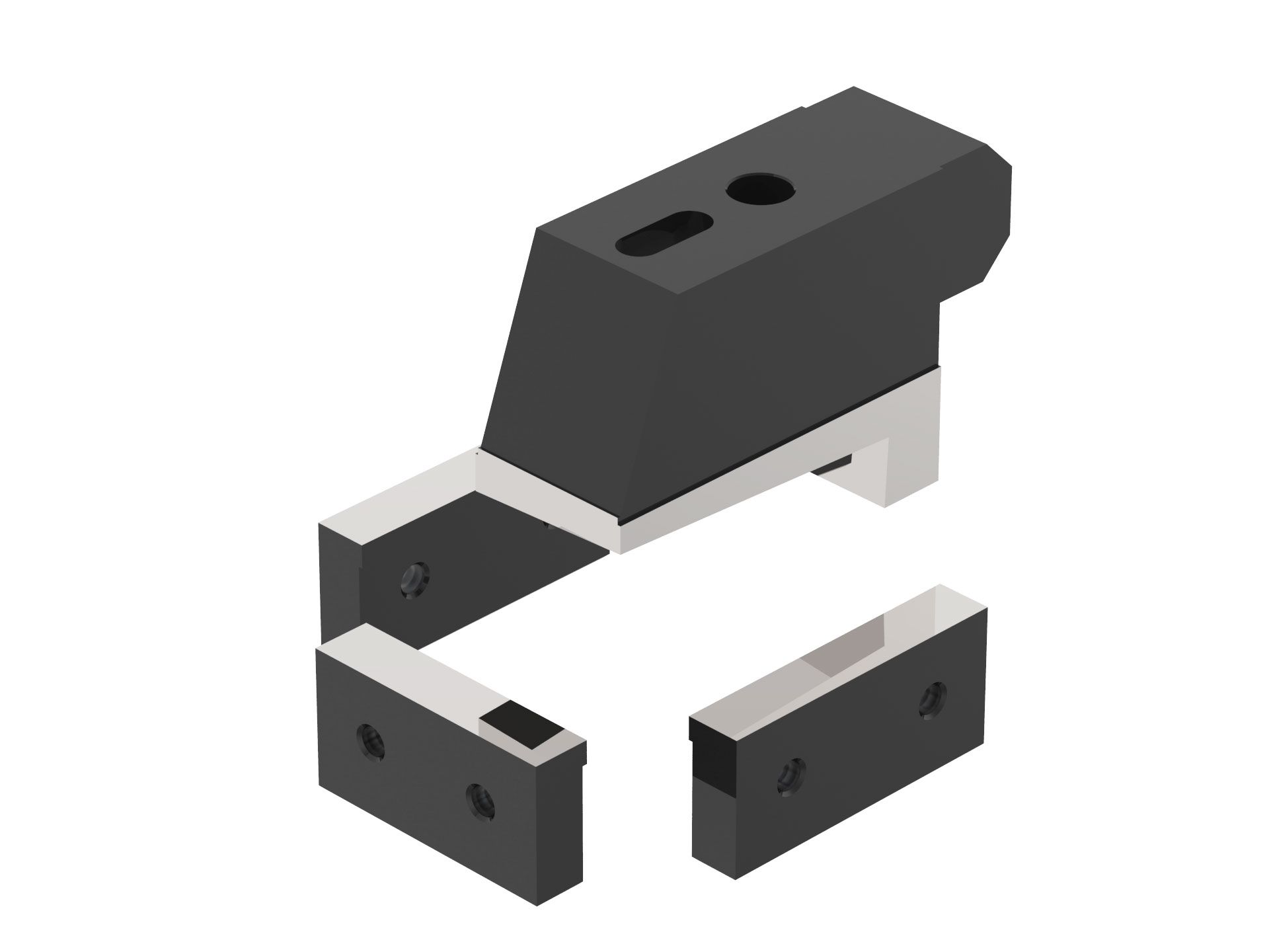 Ein schwarz-weißer Block mit zwei Löchern darin