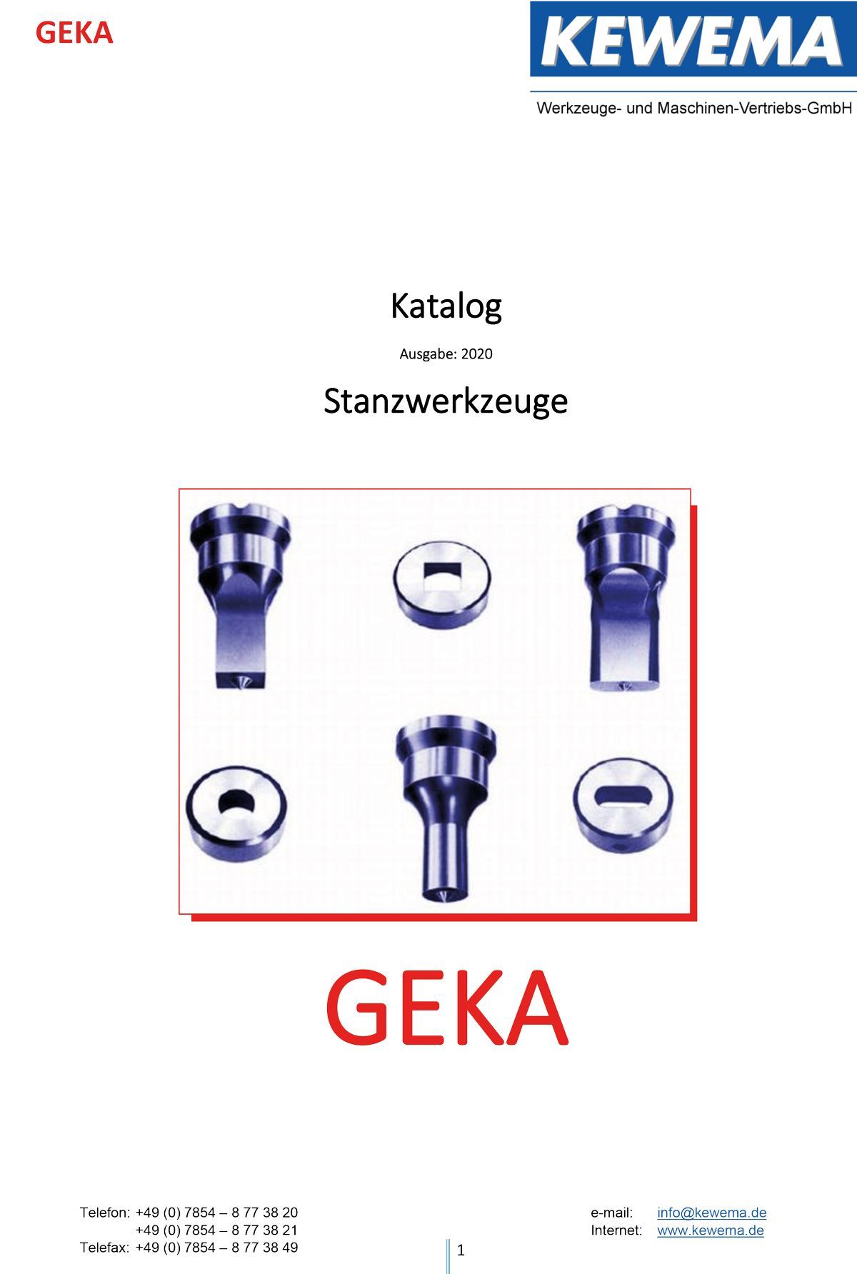 Das Cover eines Katalogs für eine Firma namens Geka.