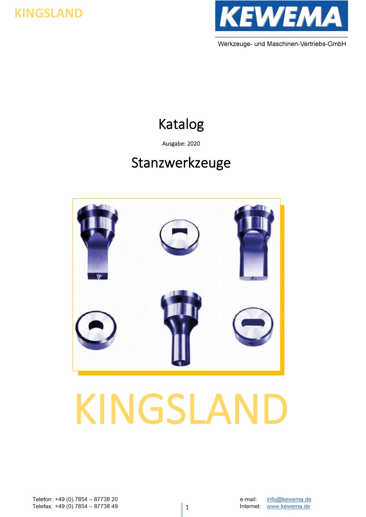 Eine Broschüre für Kingland zeigt verschiedene Produkte.