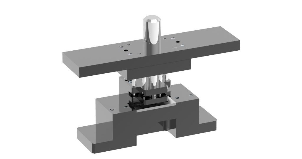 Eine Schwarzweißzeichnung einer Maschine auf weißem Hintergrund.