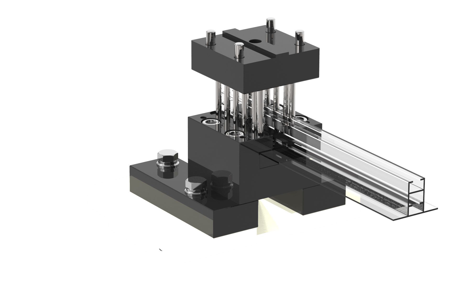 Ein 3D-Modell einer Maschine mit weißem Hintergrund.