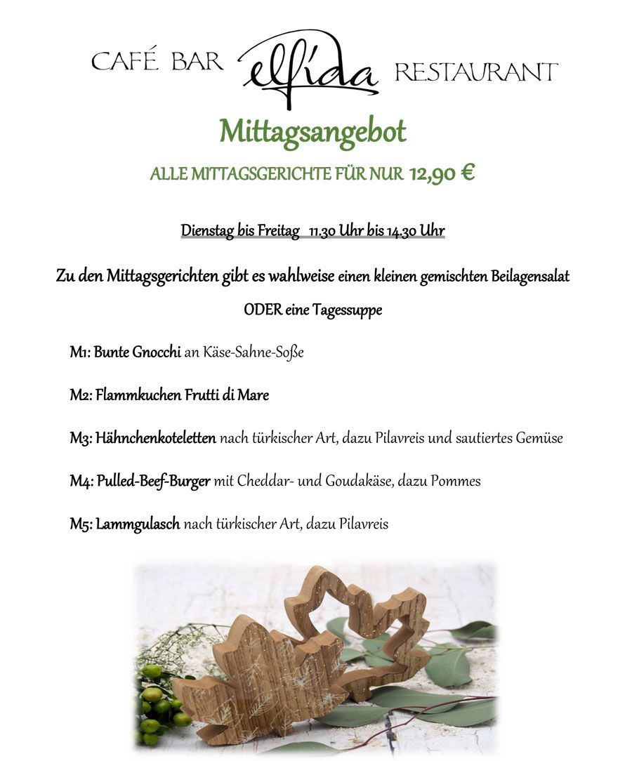 Elfida Auggen Mittagskarte