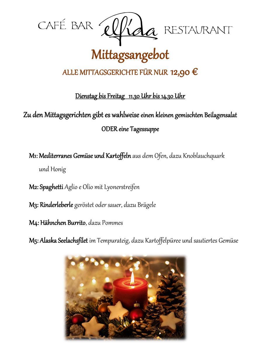 Elfida Auggen Mittagskarte