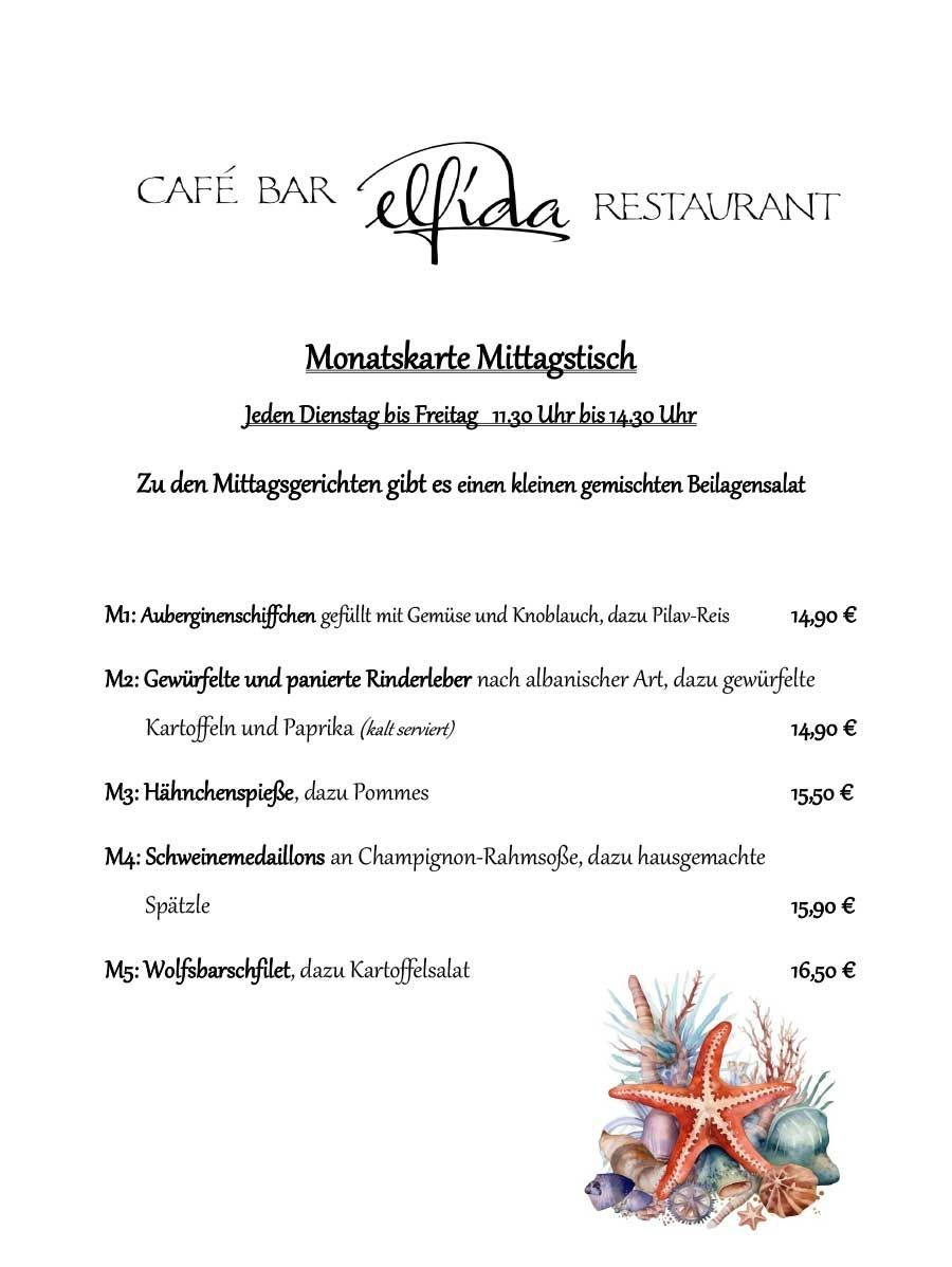 Elfida Auggen Mittagskarte