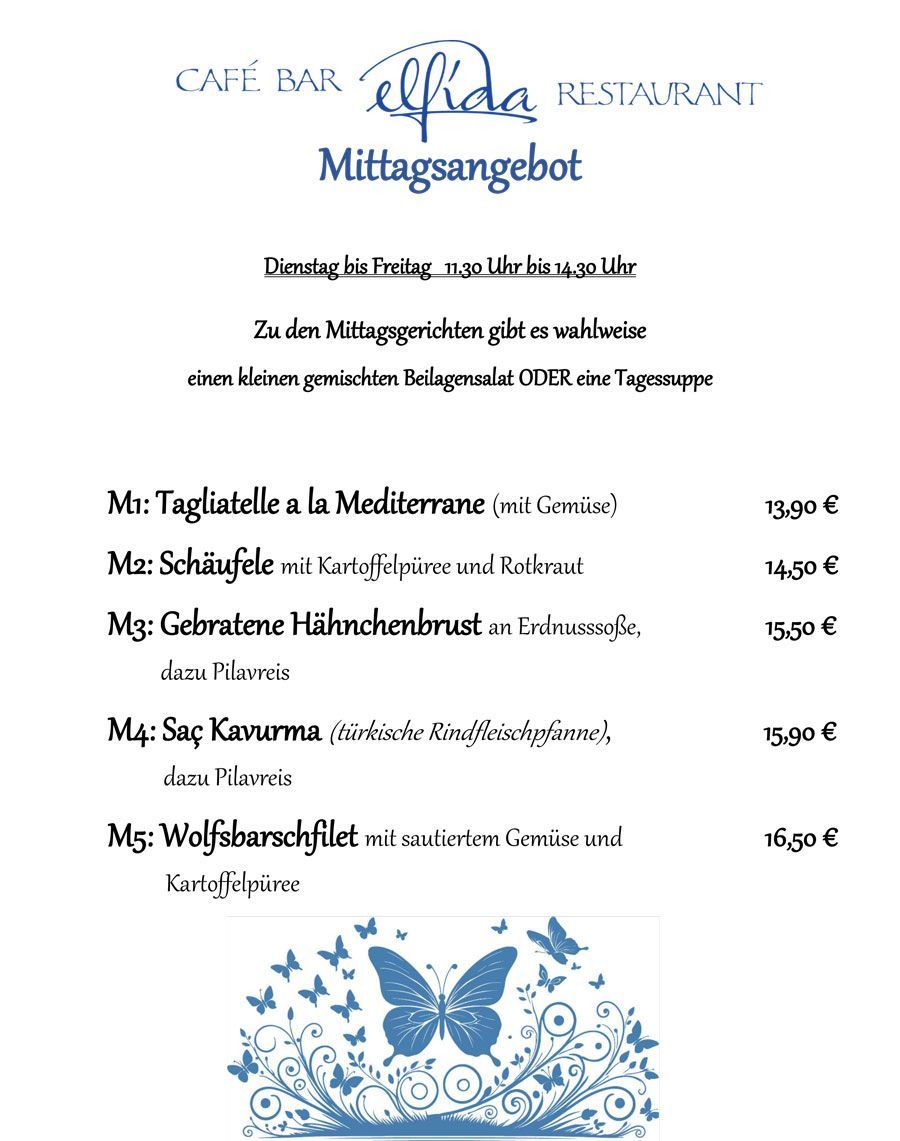 Elfida Auggen Mittagskarte