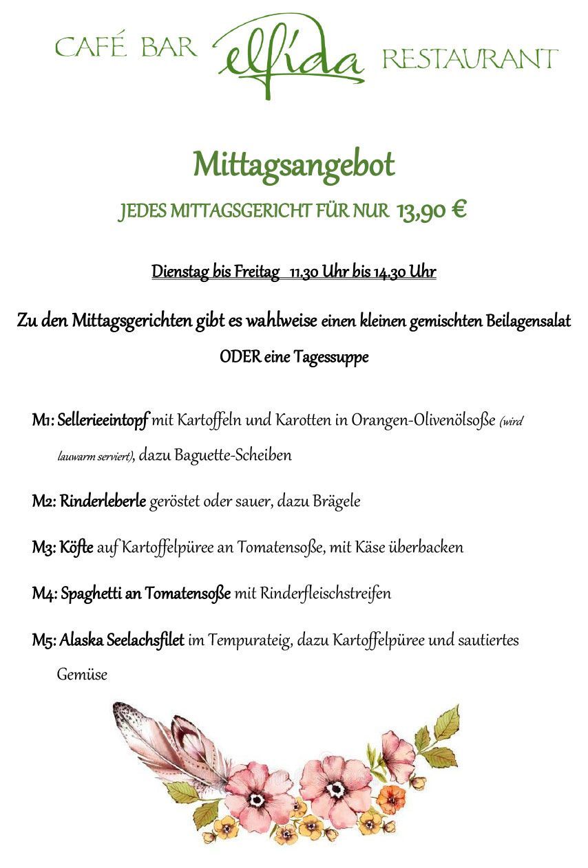 Elfida Auggen Mittagskarte