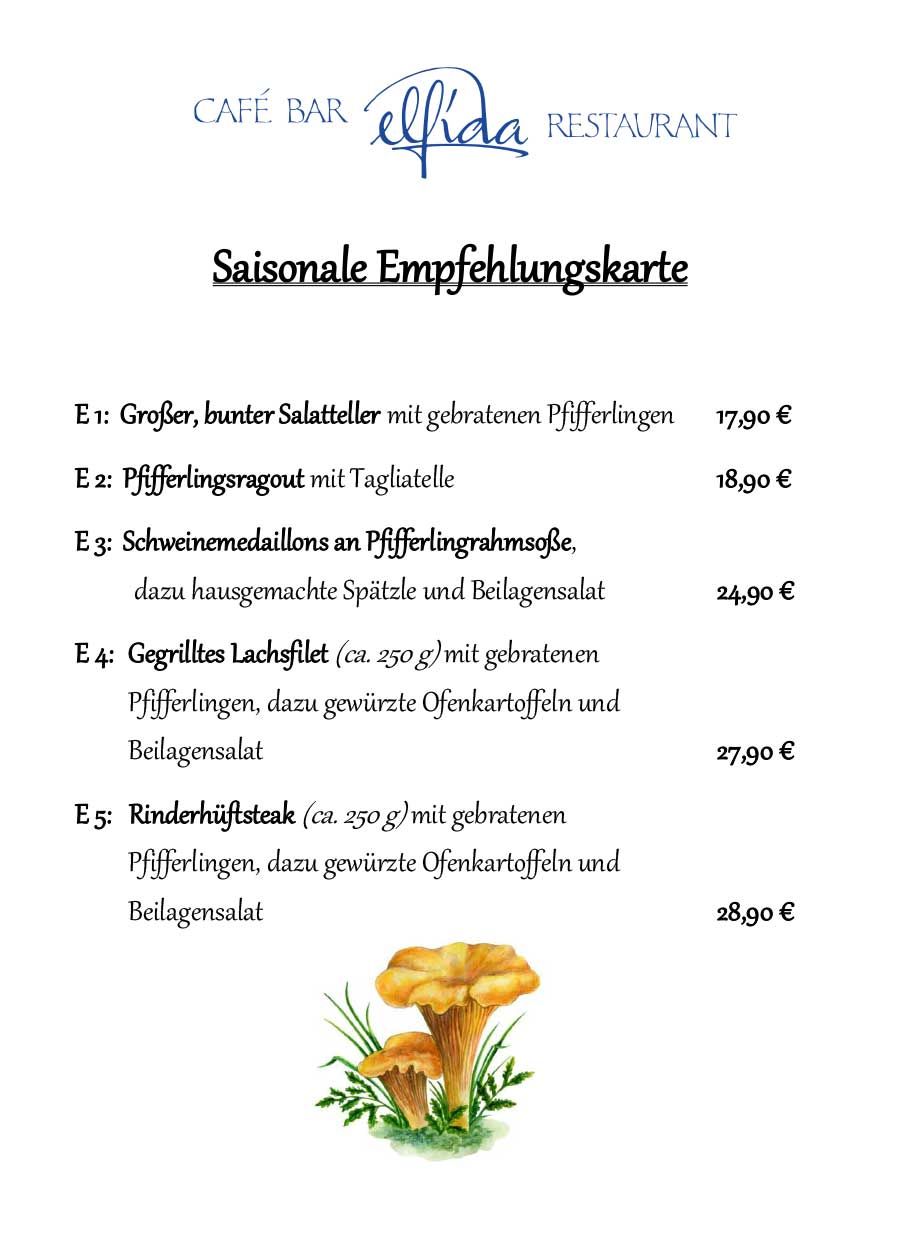 Elfida Auggen Mittagskarte