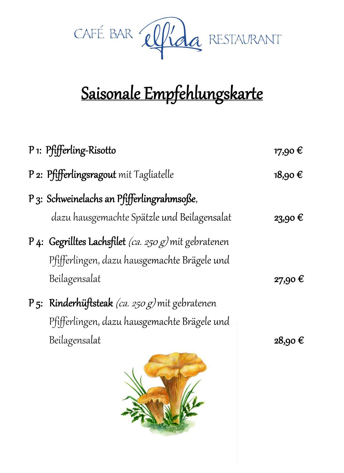 Elfida Auggen Mittagskarte