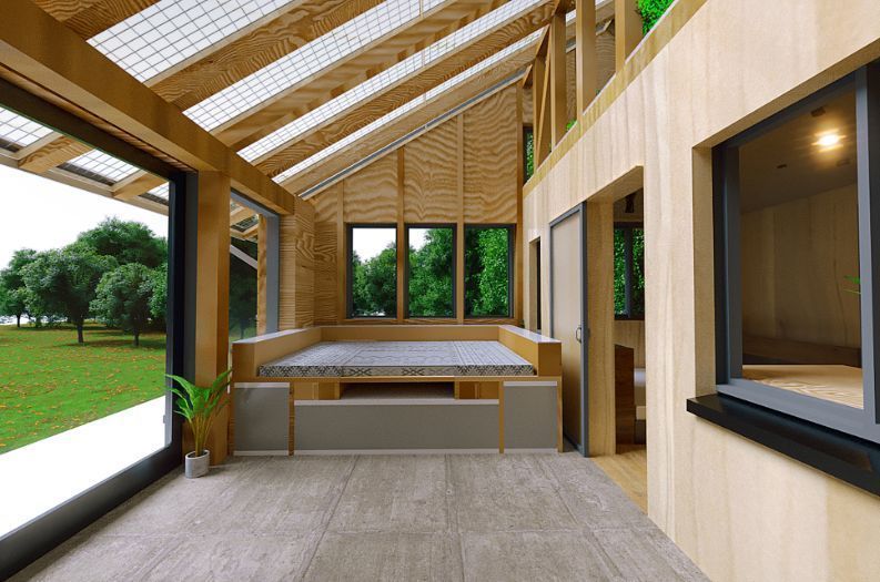 Kreis Haus Lehm Verputz Boden Dämmstoff