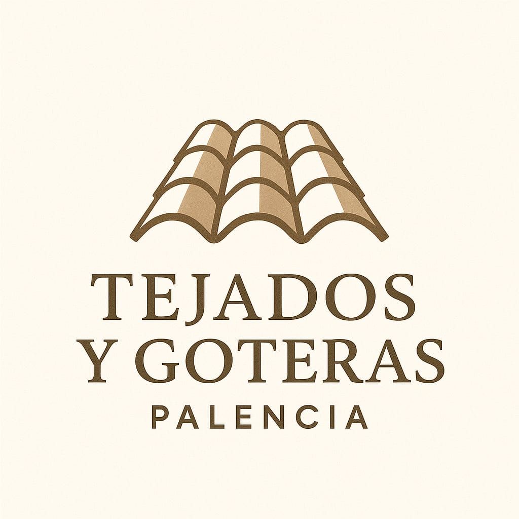 Logo for Tejados y Goteras Palencia, featuring a brown roof design and company name.
